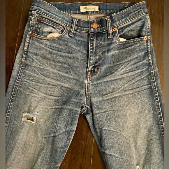 MADEWELL 9" High Rise Skinny Jeans Rip and Repair Edition Blue Denim Jeans Sz 27 - Picture 7 of 13